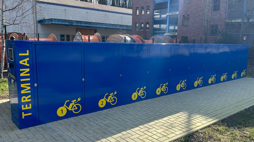 LockTec Fahrradbox am Bahnhof in Geilenkirchen Rückseite